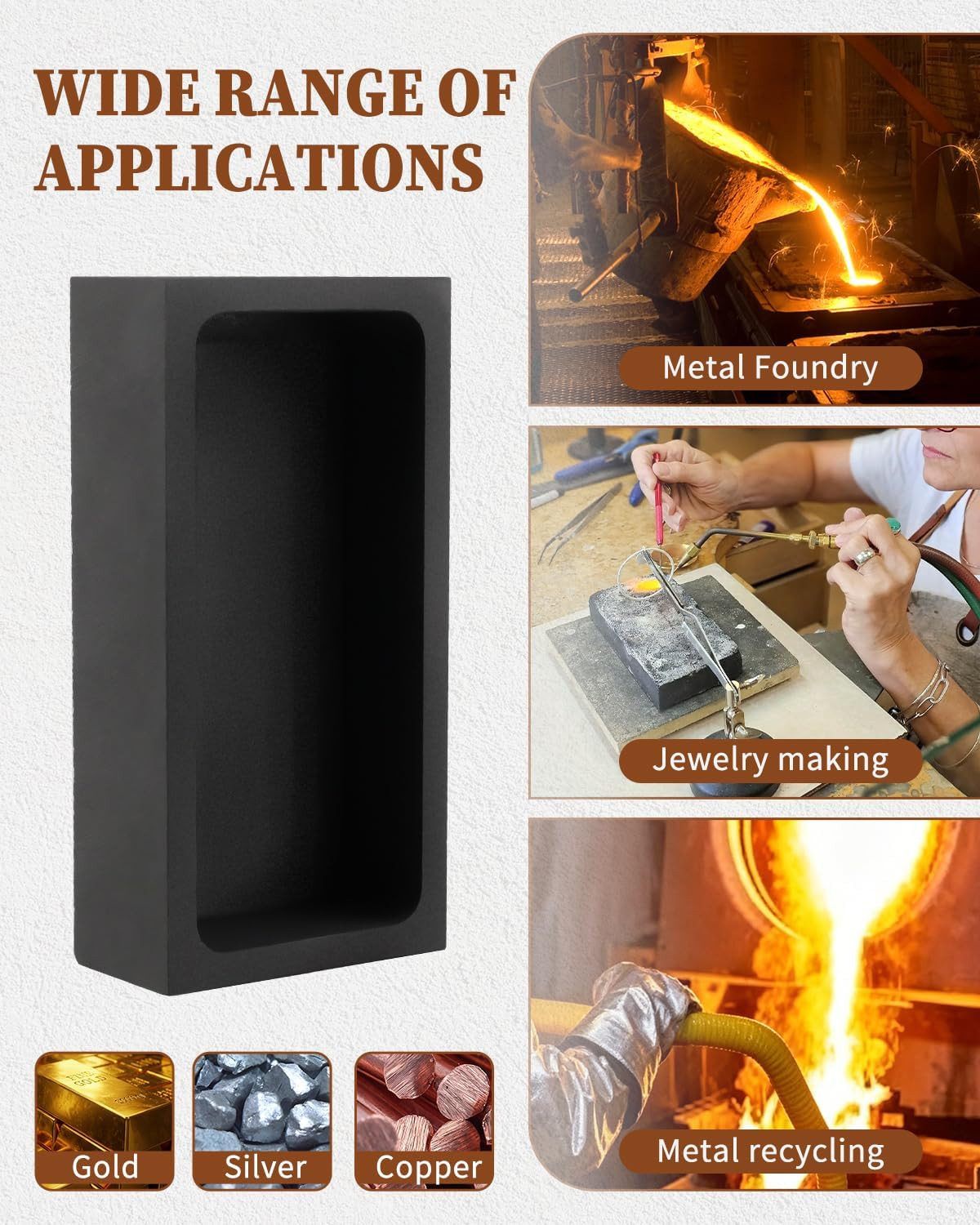 4 Pack 1Kg Graphite Ingot Molds Fit for Melting and Casting Gold Silver Aluminum