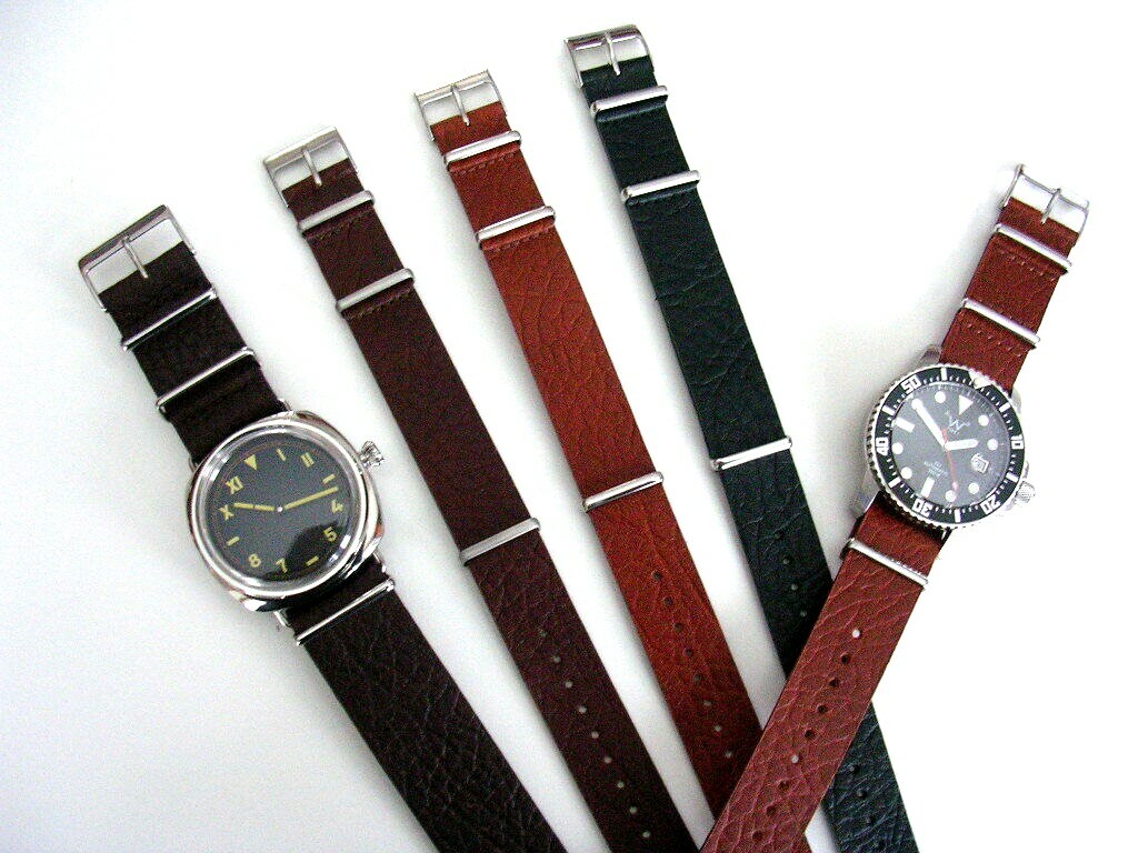 NATO G10 ® strap Buffalo Leather RAF Military Pilot watch band Bonded IW SUISSE