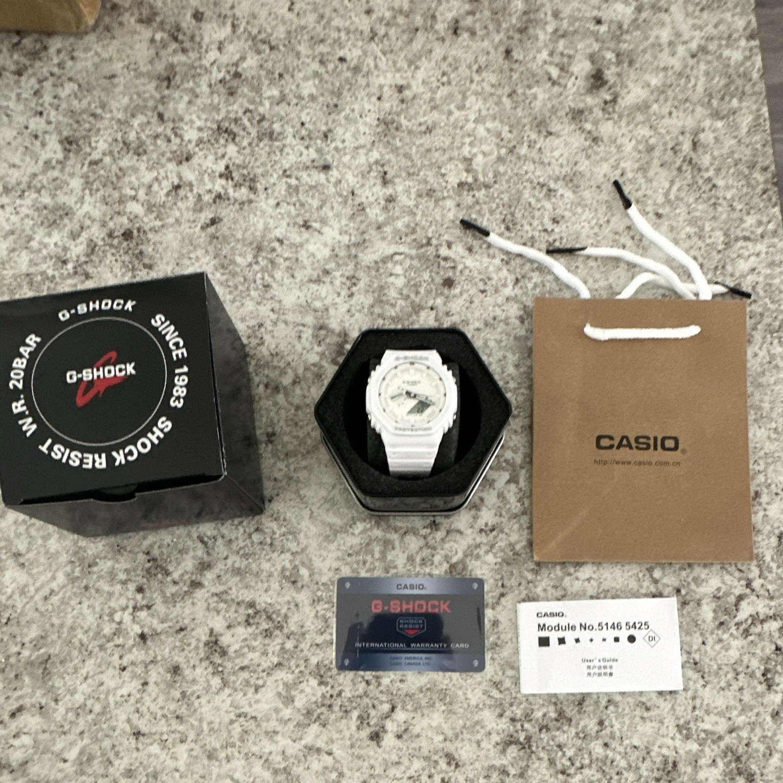 Casio GA2100 GSHOCK All White With Silver Accents Brand New With Box