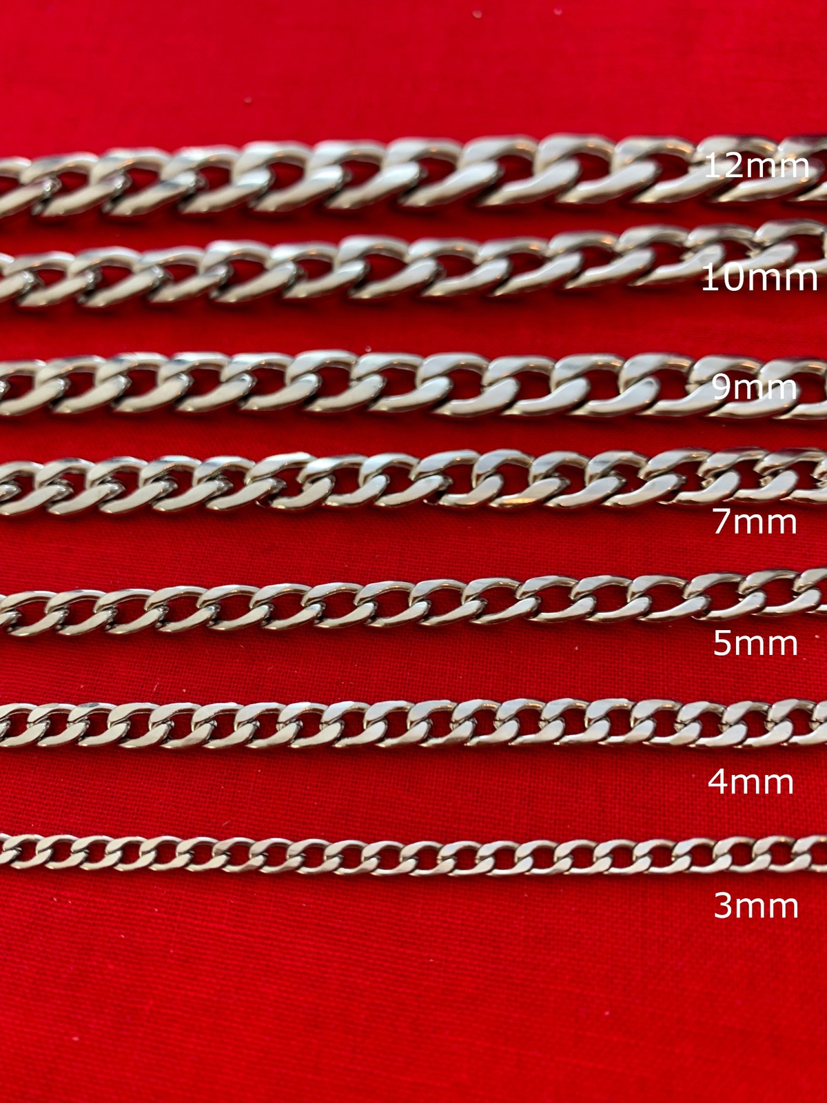 16″-30 “STAINLESS STEEL CUBAN CURB SILVER CHAIN MEN NECKLACE 3/4/5/7/9/10/12 MM