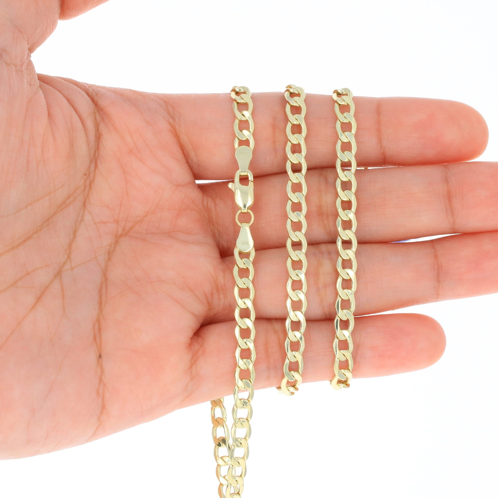 10K Yellow Gold 2mm-7.5mm Curb Cuban Chain Link Necklace or Bracelet 7″-30″