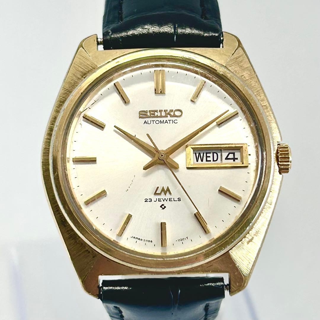 [Rare/Working] SEIKO Lord Matic 5606-7000 Jewels Gold Automatic Watch Japan