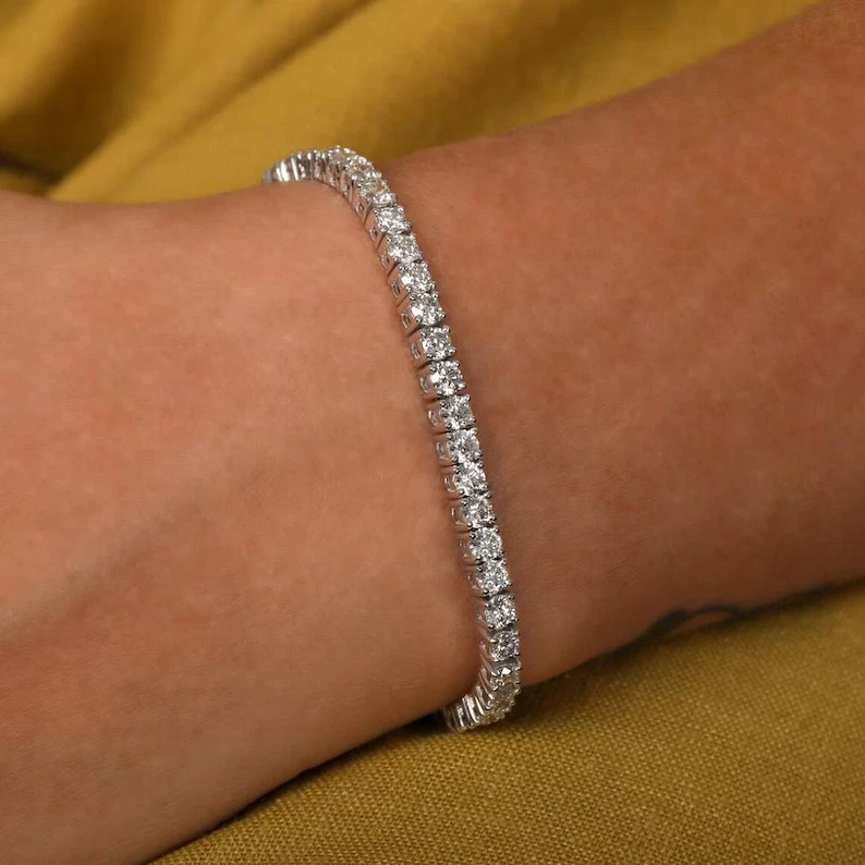 12Ct Round Diamond Tennis Bracelet for Any Occasion 14K White Gold Finish 7″ In