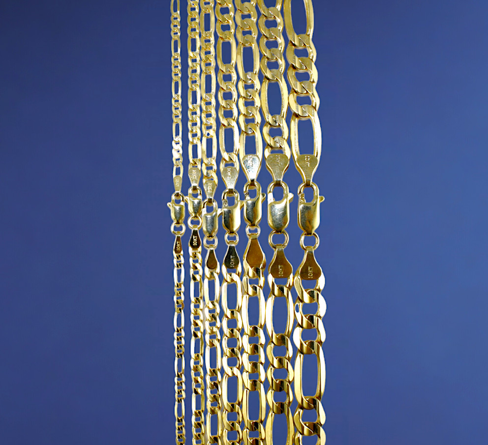 10K Yellow Gold SOLID Figaro Italian Necklace Chain Real Gold 2mm-11mm 16″-30″