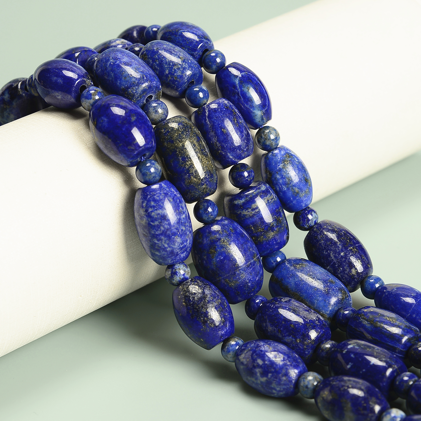 Natural Lapis Graduated Drum Barrel Shape Beads Size 5-15mmx8-25mm 15.5” Strand