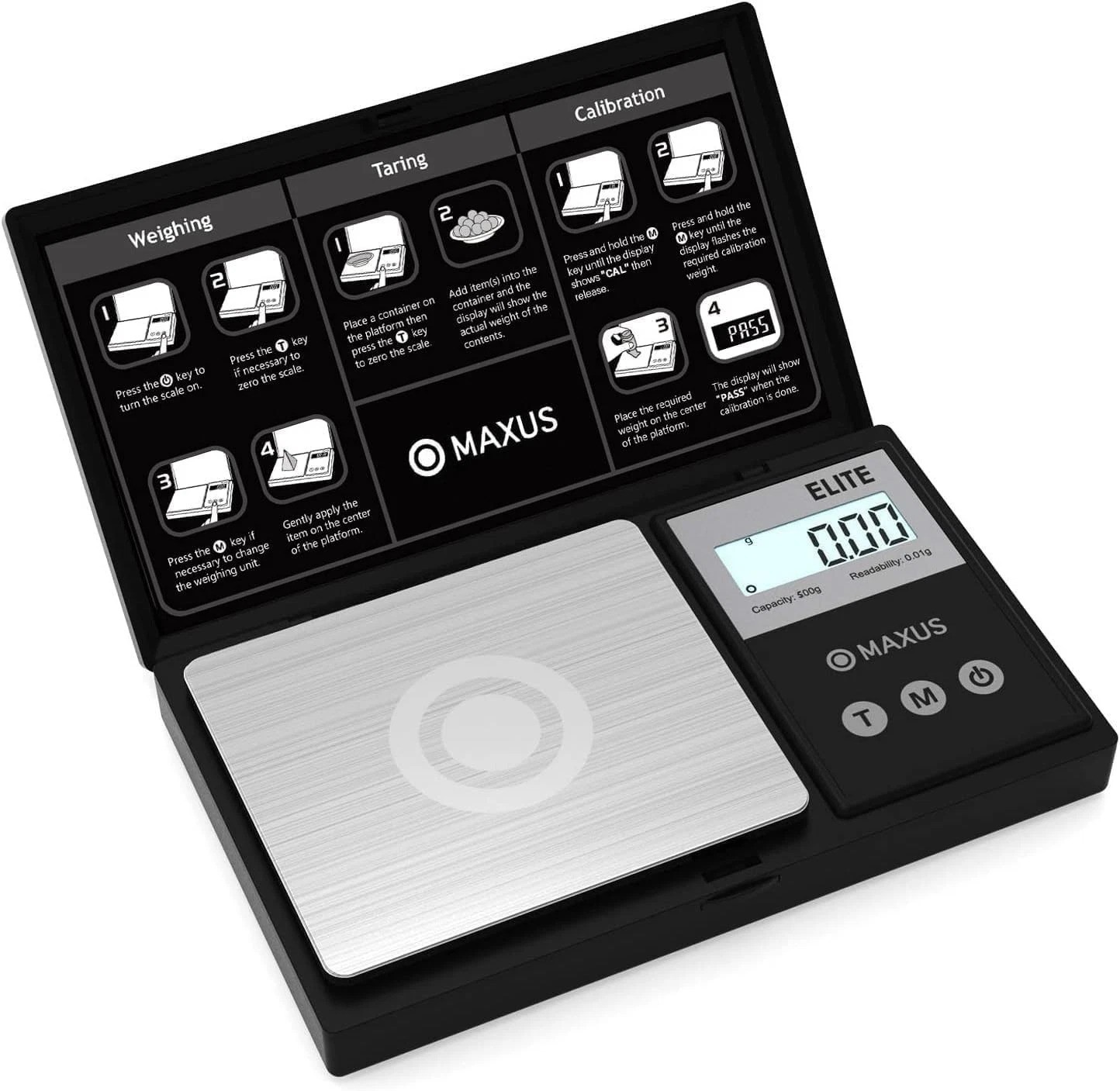 High Precision Pocket Digital Scale – 500g x 0.01g with Clear Tray & LCD Display