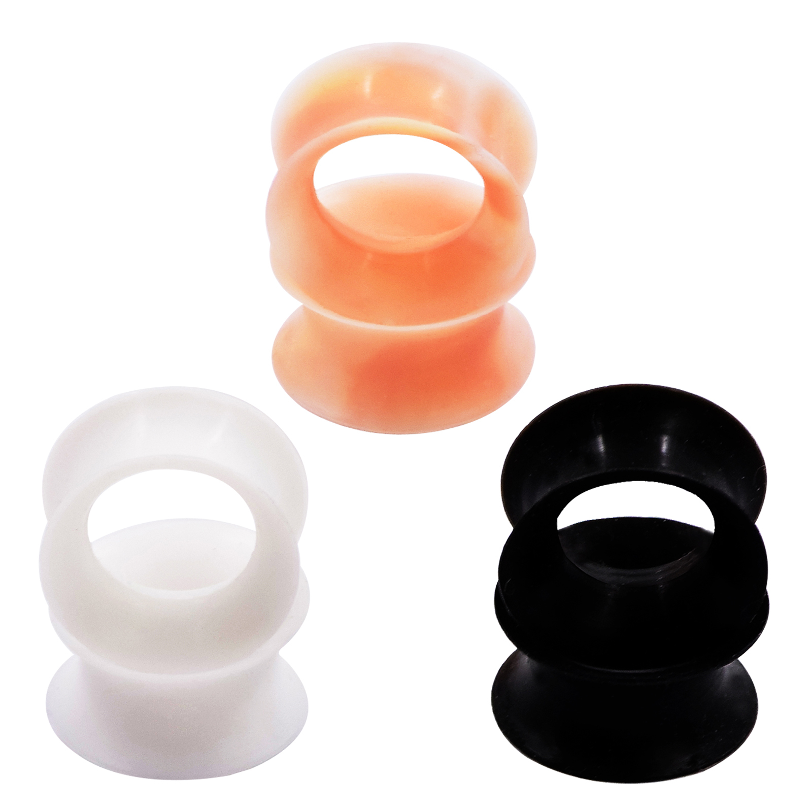 3 Pairs Thin Silicone Ear Skin Flexible Flesh Tunnels Plugs Ear Gauges Earlets