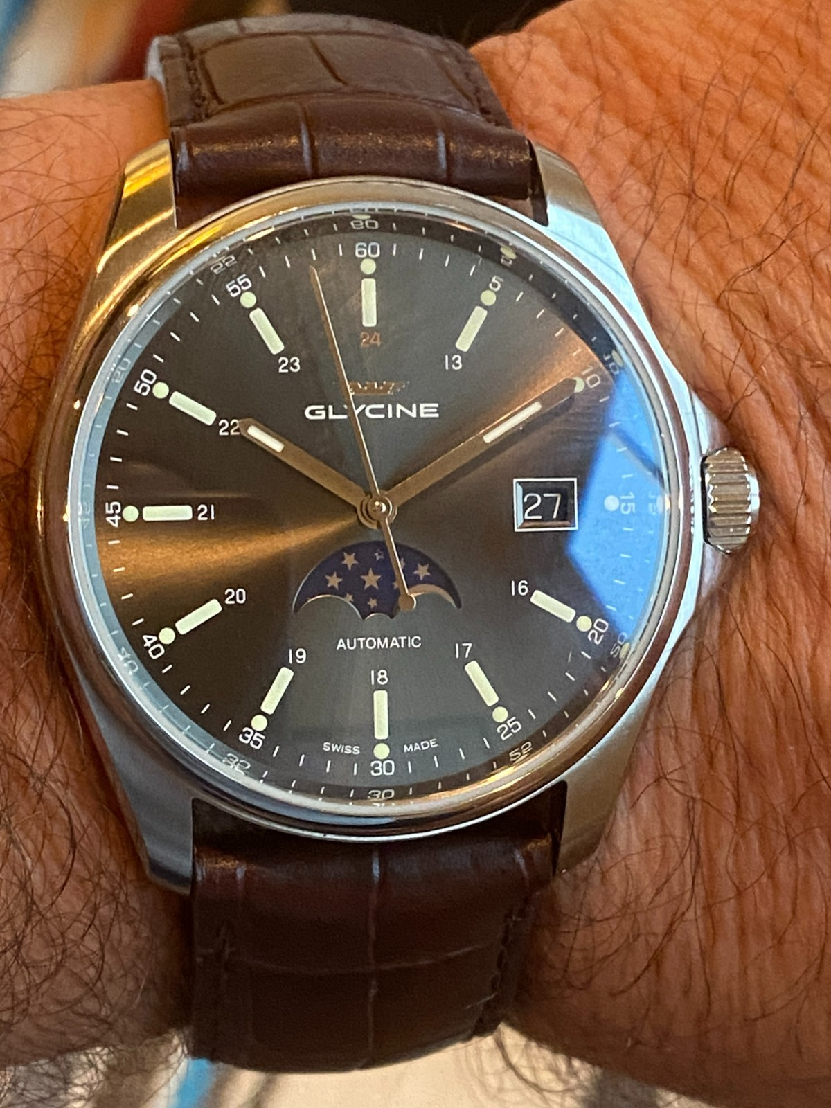 Glycine Men’s Combat Classic Moonphase 40mm Automatic Watch GL0114