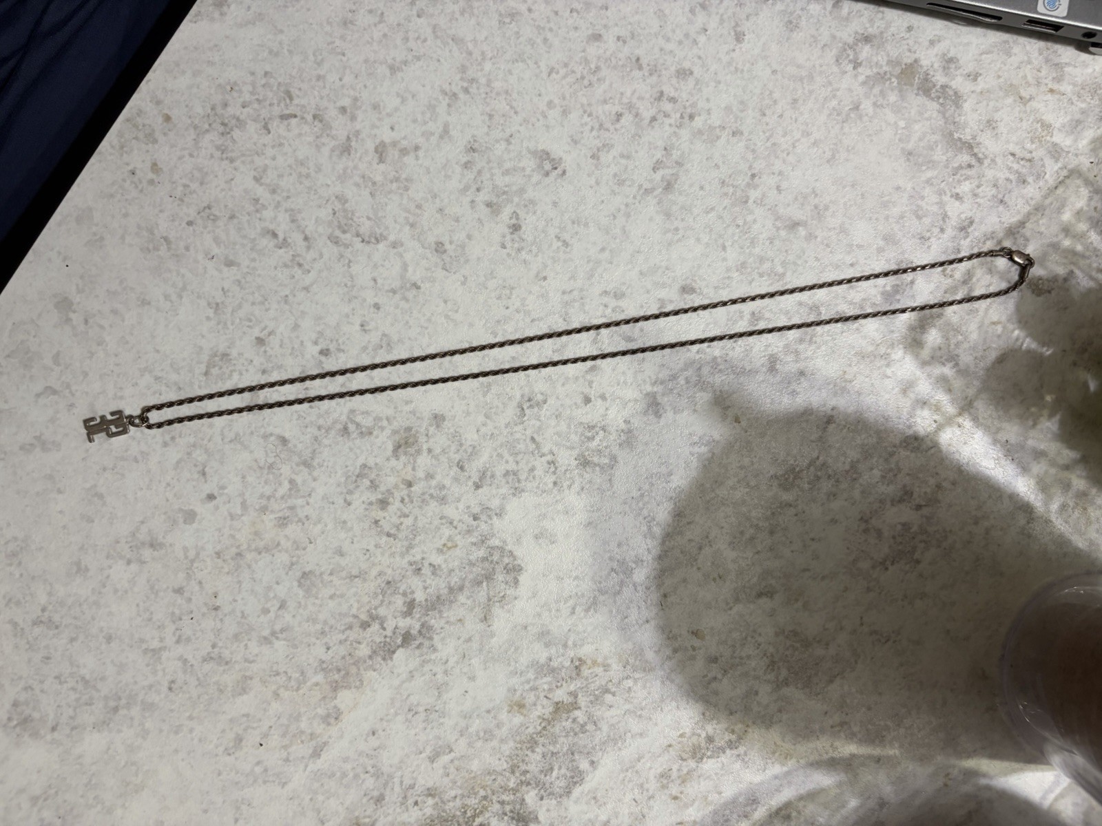 Silver Tone Rope Chain Necklace with Number Thirty Two 32 Charm Pendant