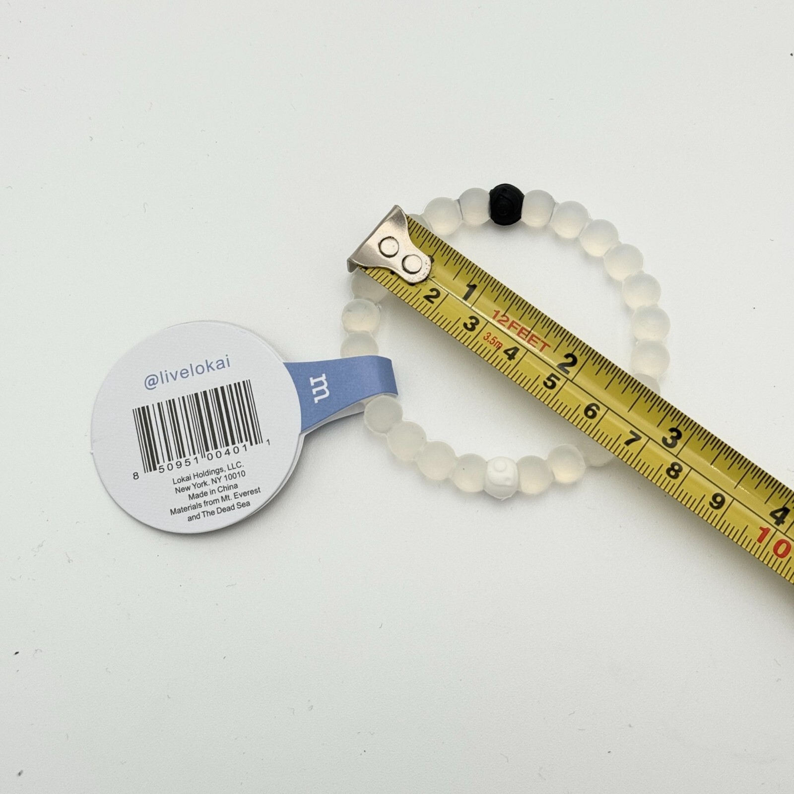 New Lokai Classic Bracelet Clear Beads Slide On Style Medium Find Your Balance