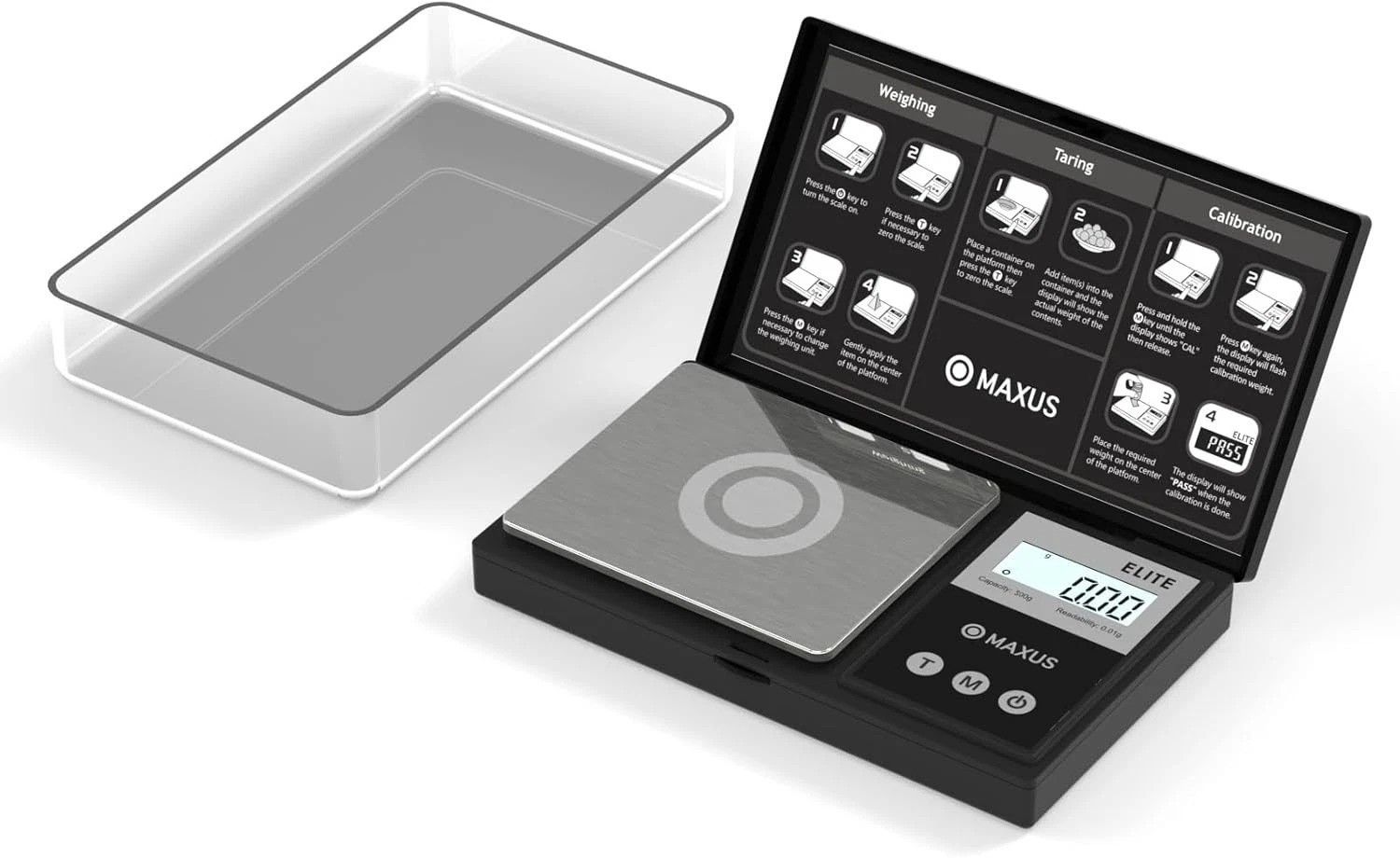 High Precision Pocket Digital Scale – 500g x 0.01g with Clear Tray & LCD Display