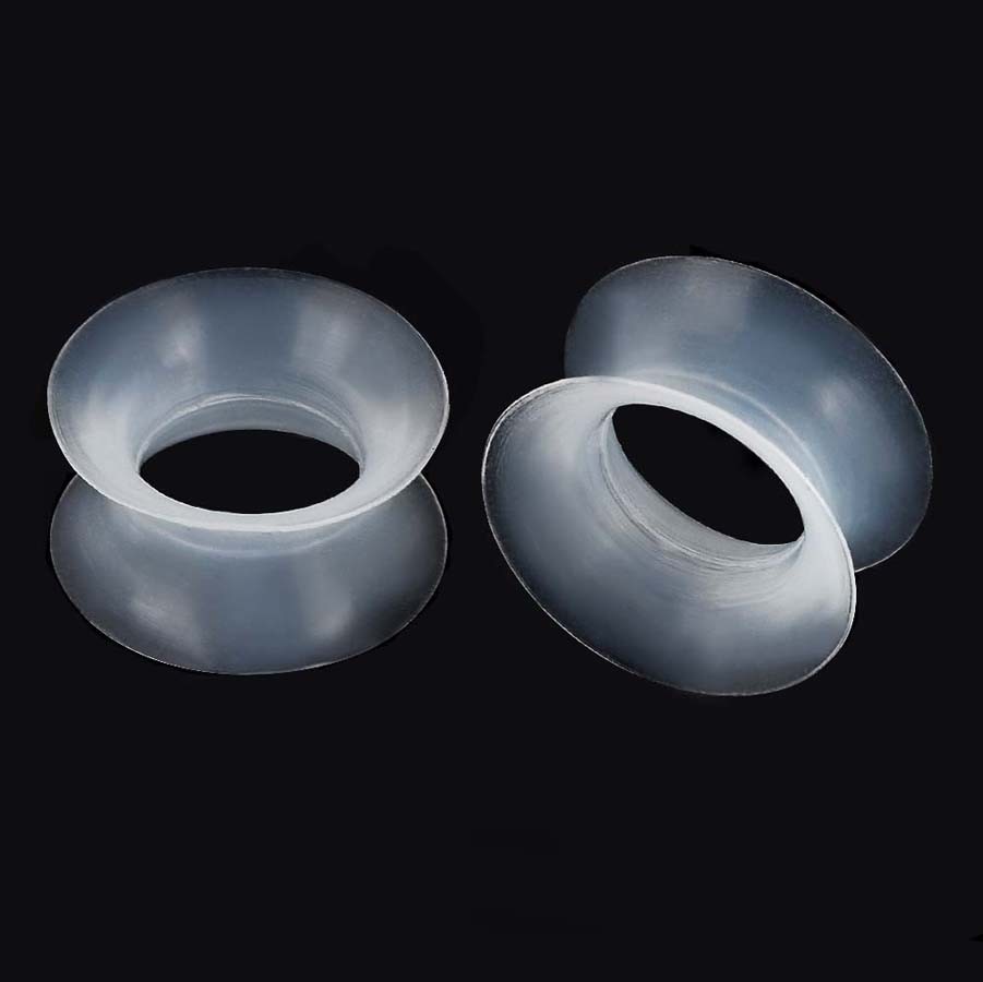 2Pcs Ultra Thin Skins Silicone Tunnels Ear Expander Plugs Soft Gauges 2g-3/4″ US