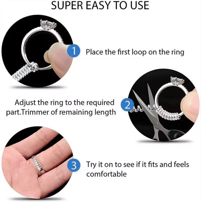 3PCS Ring Size Adjuster Invisible Clear Ring Sizer Jewelry Fit Reducer Guard US