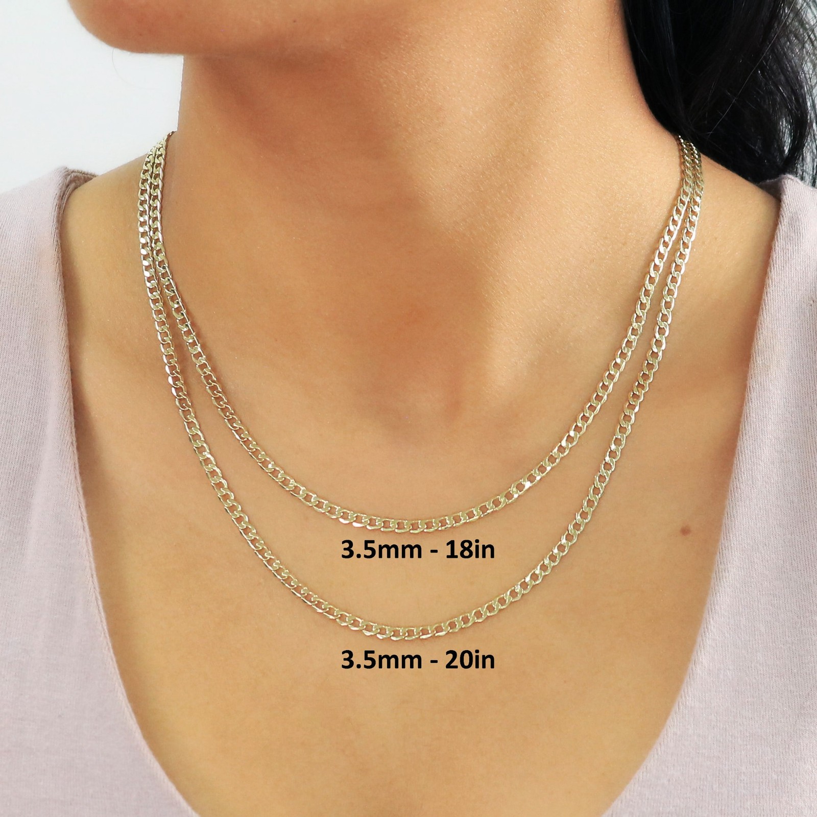 10K Yellow Gold 3.5mm Curb Cuban Link Chain Pendant Necklace Mens Womens 16″-30″