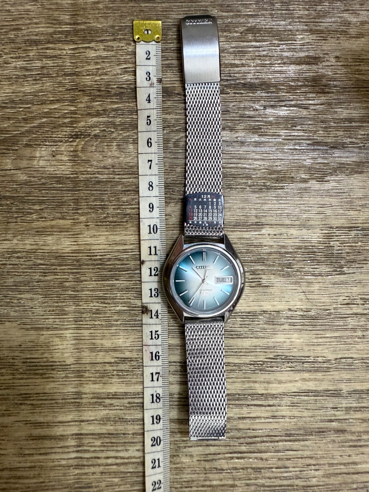 Vintage Citizen Electronic Cal.7804 Blue Sunburst Day Date 38mm Mesh Japan