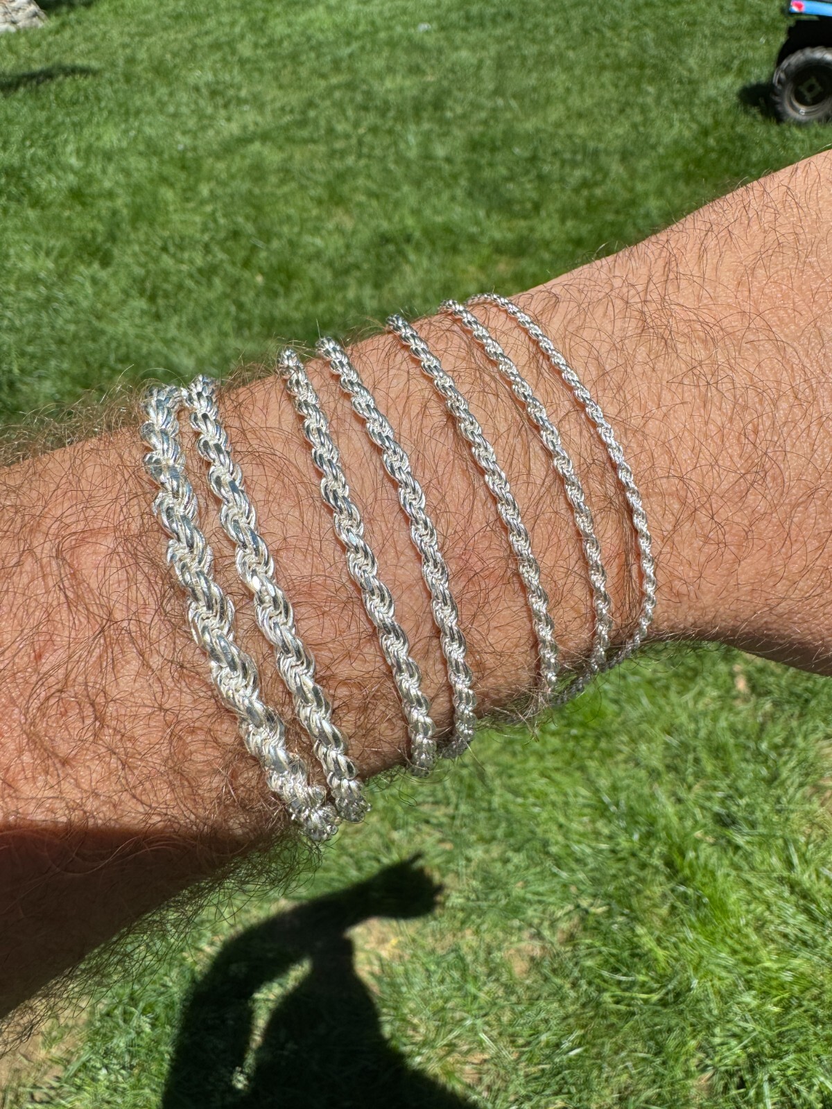 Real Solid 925 Sterling Silver Rope Bracelet 2mm-6mm Men’s Women’s 6-9″