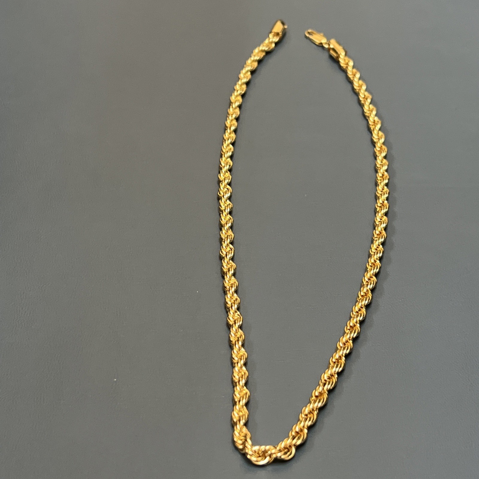 6MM 20INCH DIAMOND CUT ROPE CHAIN 14KT ELECTROPLATED 10x HIGH QUALITY