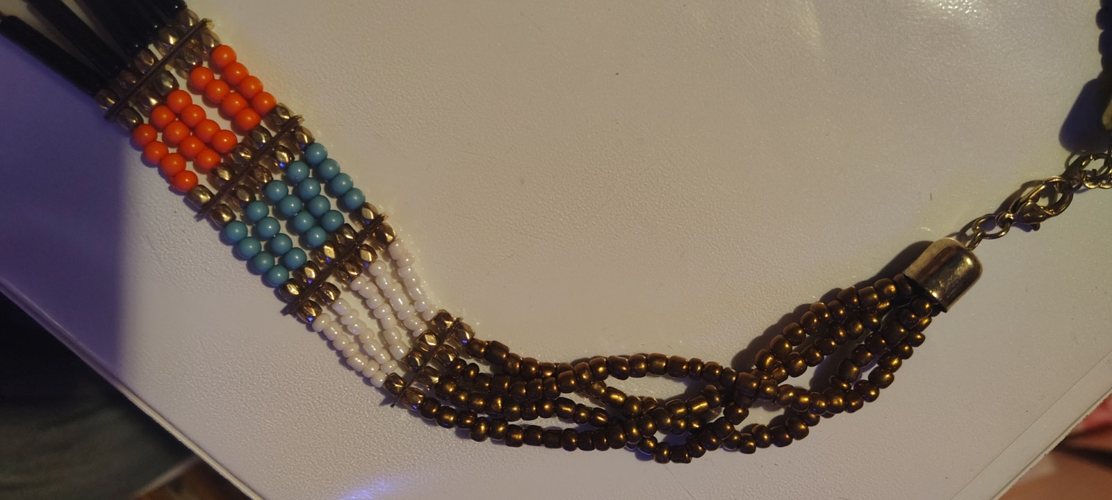 Multicolor Bohemian Multi-Strand Beaded Necklace Adjustable Lobster Clasp