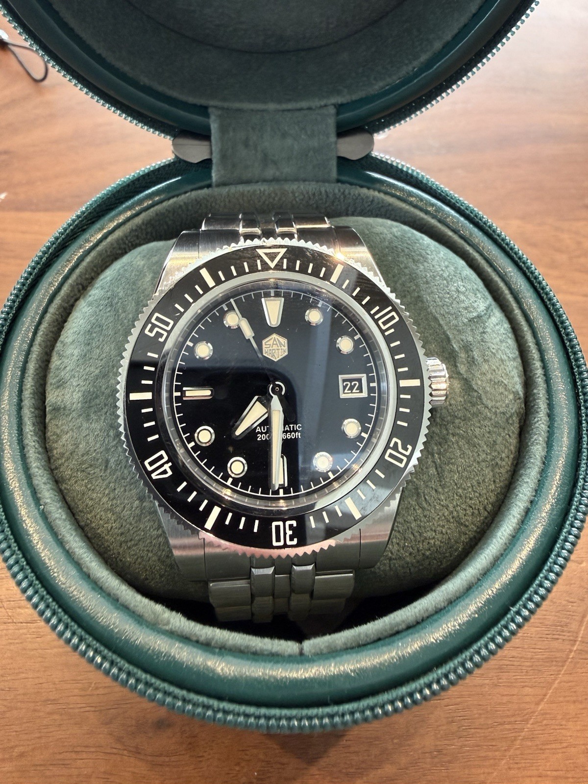 San Martin SN0148 Miyota 9015 Automatic Watch 40mm Black Enamel Dial