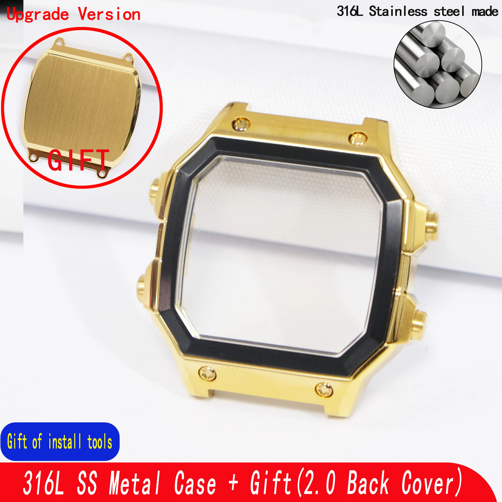 Replacement Watch Case for AE1200 AE1300 316L Steel Mod Kit Compatible with 3299