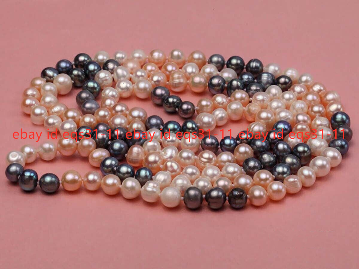 Fashion 7-8mm Multi-Color Natural Freshwater Pearl Long Necklace 36-100 Inches