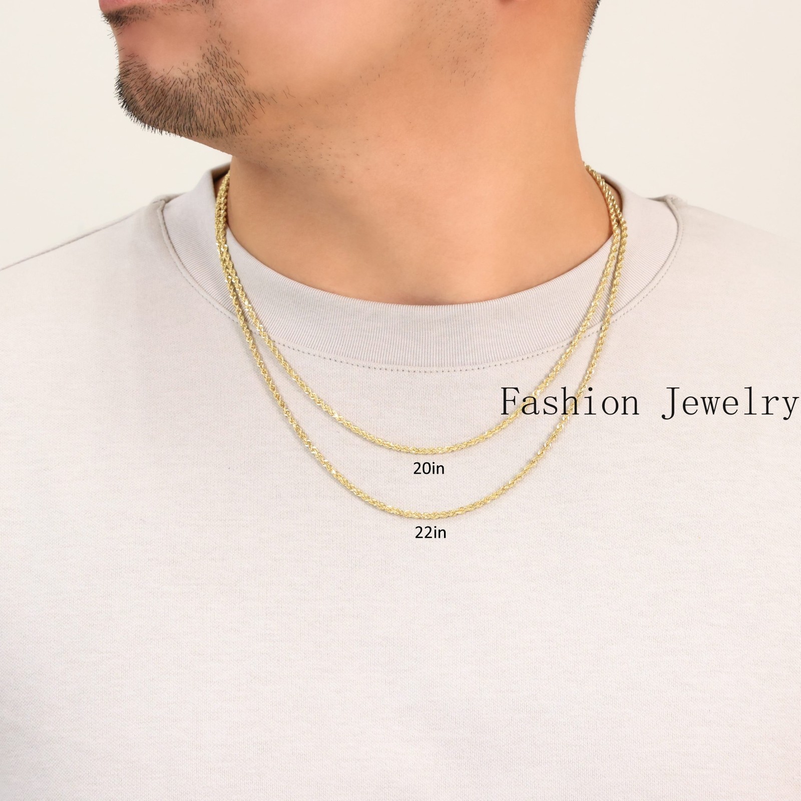 18K Yellow Gold Solid 2mm-6mm Rope Diamond Cut Chain Italian Necklace 16″- 30″