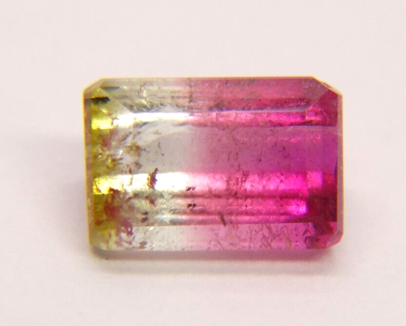 IP-13 Natural Watermelon bicolor Tourmaline 1.30ct 7.5x5x4mm emerald cut