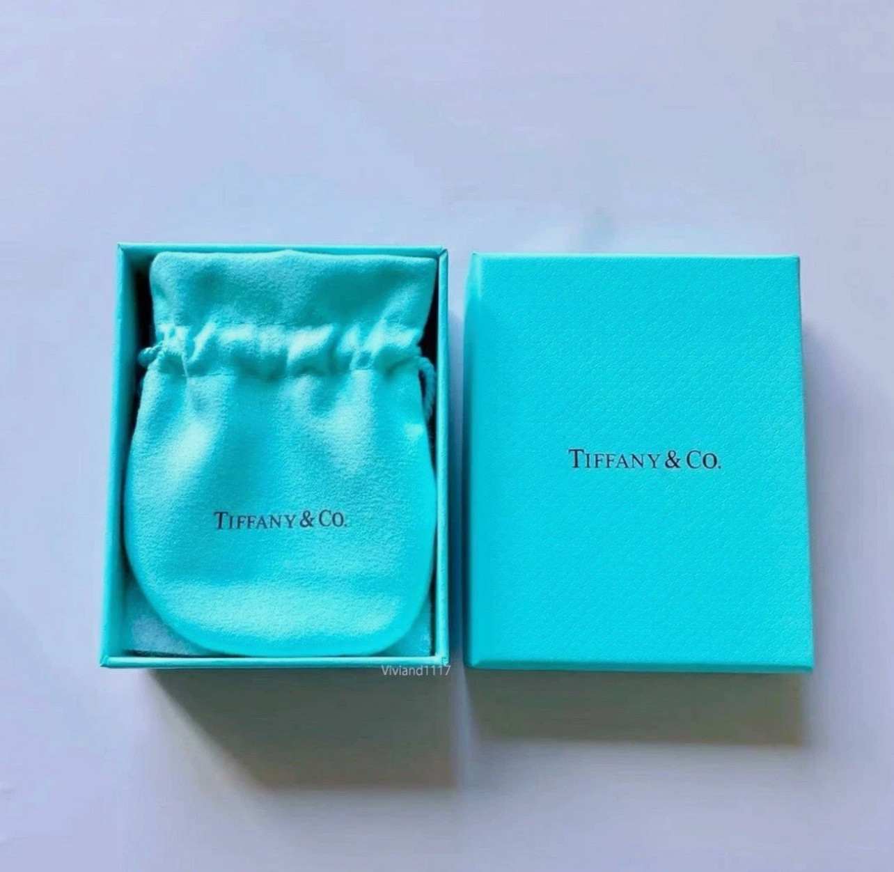 Tiffany & Co Empty 3.75″ x 3″ x 1.5″ Blue Gift Box/Travel Pouch 2pc set