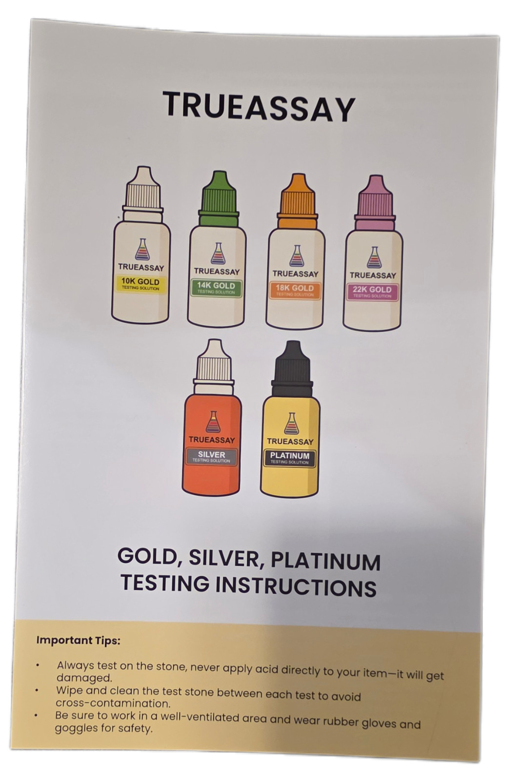 Gold Silver Platinum Testing Kit – Test 10k 14k 18k 22k-24k .999 .925 Sterling
