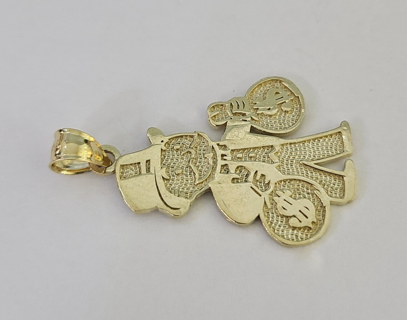 10k Grandpa Money Bag Charm Pendant REAL 10Kt Yellow Gold Real