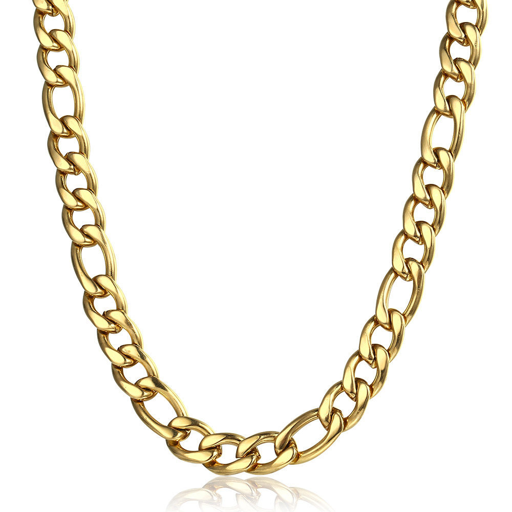 3/5/7/9mm Gold Plated Stainless Steel Figaro Chain Necklace Men Women 16-30″ new