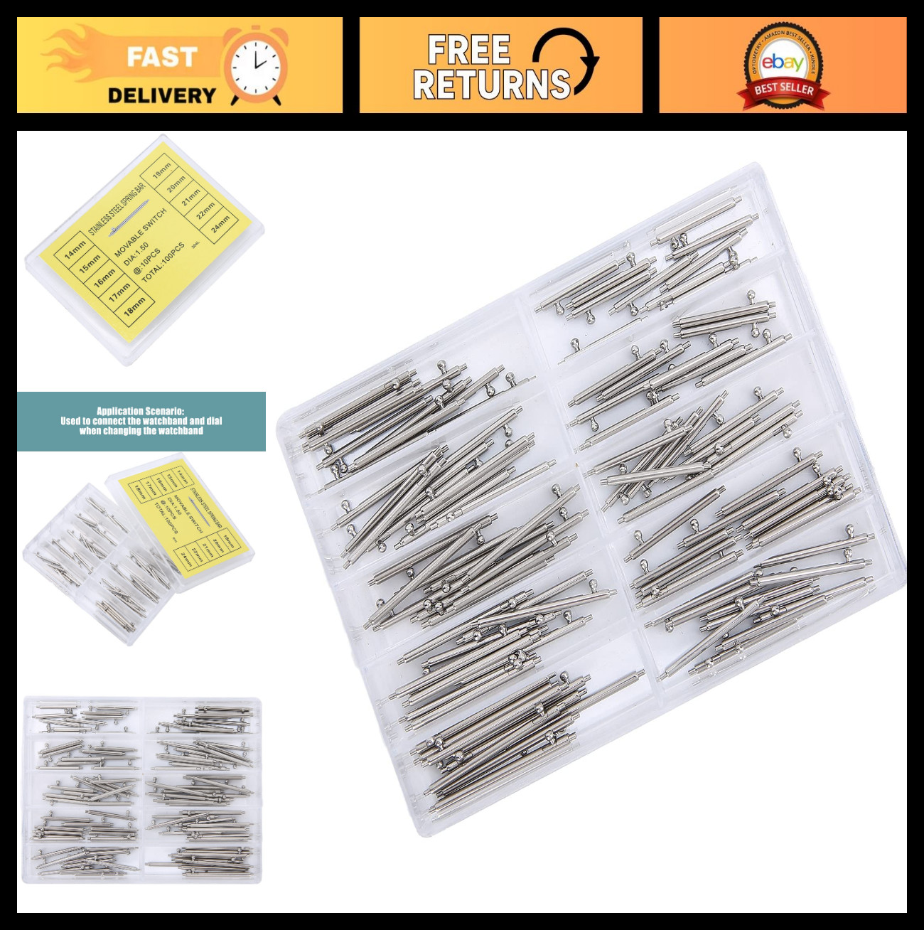 Quick Release Spring Bar Pins for Watch Repair – Strap Link Pins Accessories