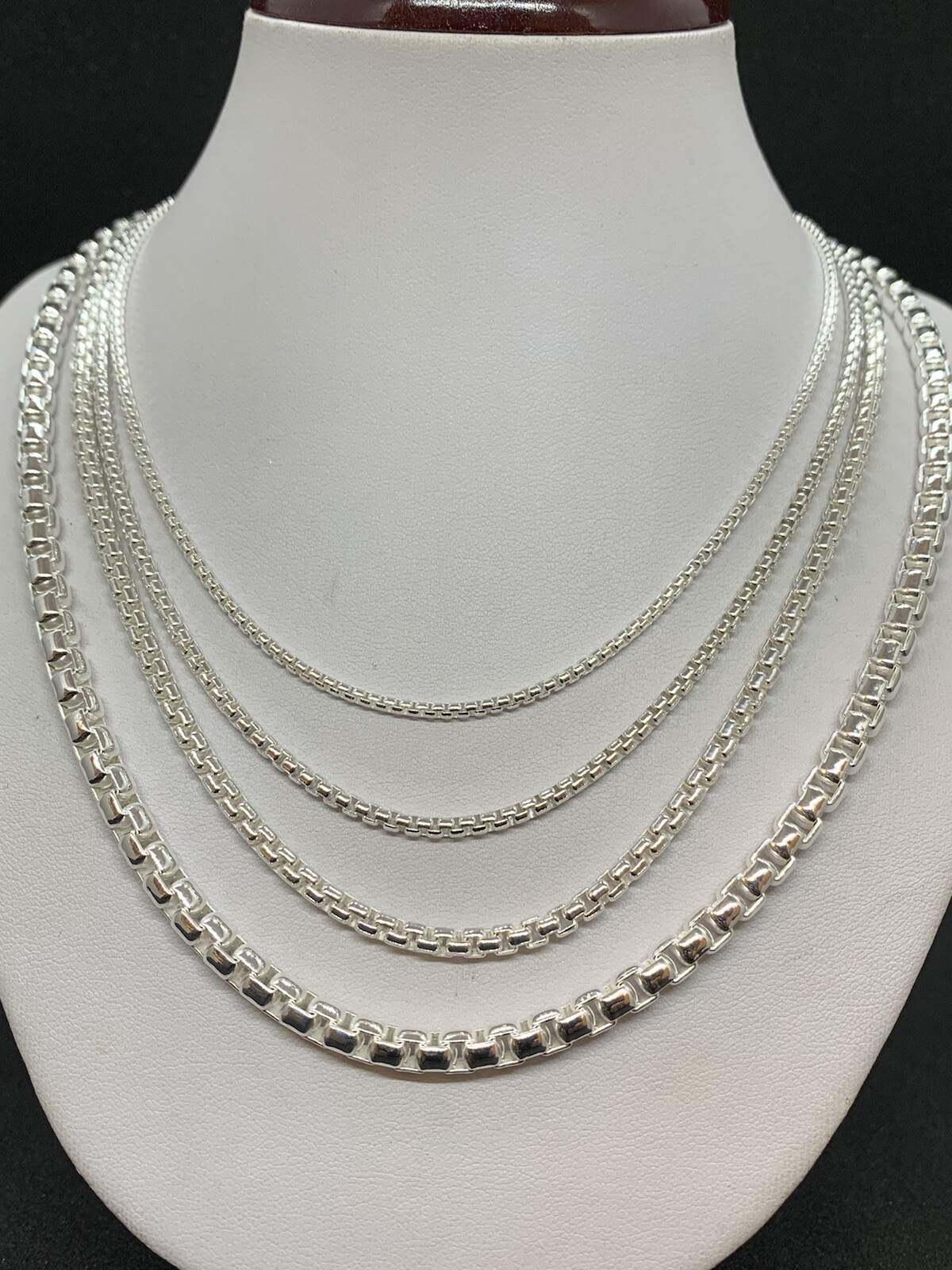 Round Box 925 Sterling Silver Solid Chain Necklace 2mm-5mm avialable in 16″-30″
