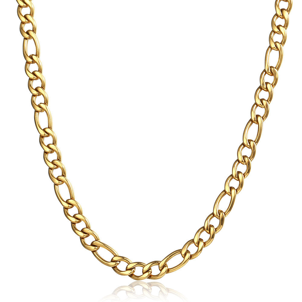 3/5/7/9mm Gold Plated Stainless Steel Figaro Chain Necklace Men Women 16-30″ new