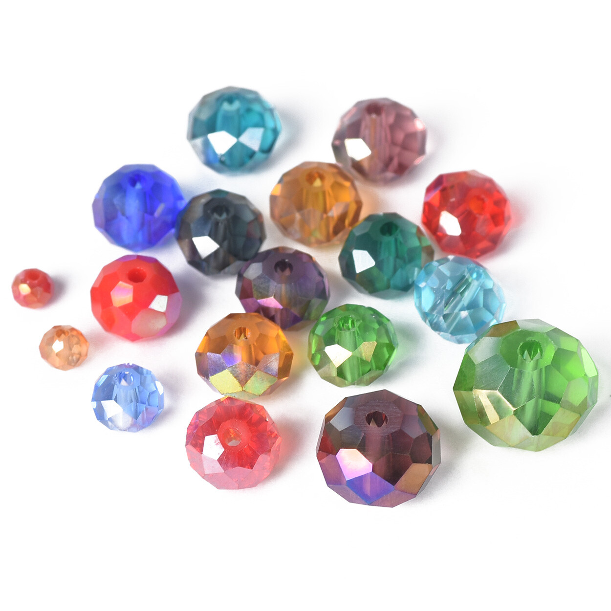 3mm 4mm 6mm 8mm 10mm 12mm Roundelle Faceted Plated Crystal Glass Loose Beads