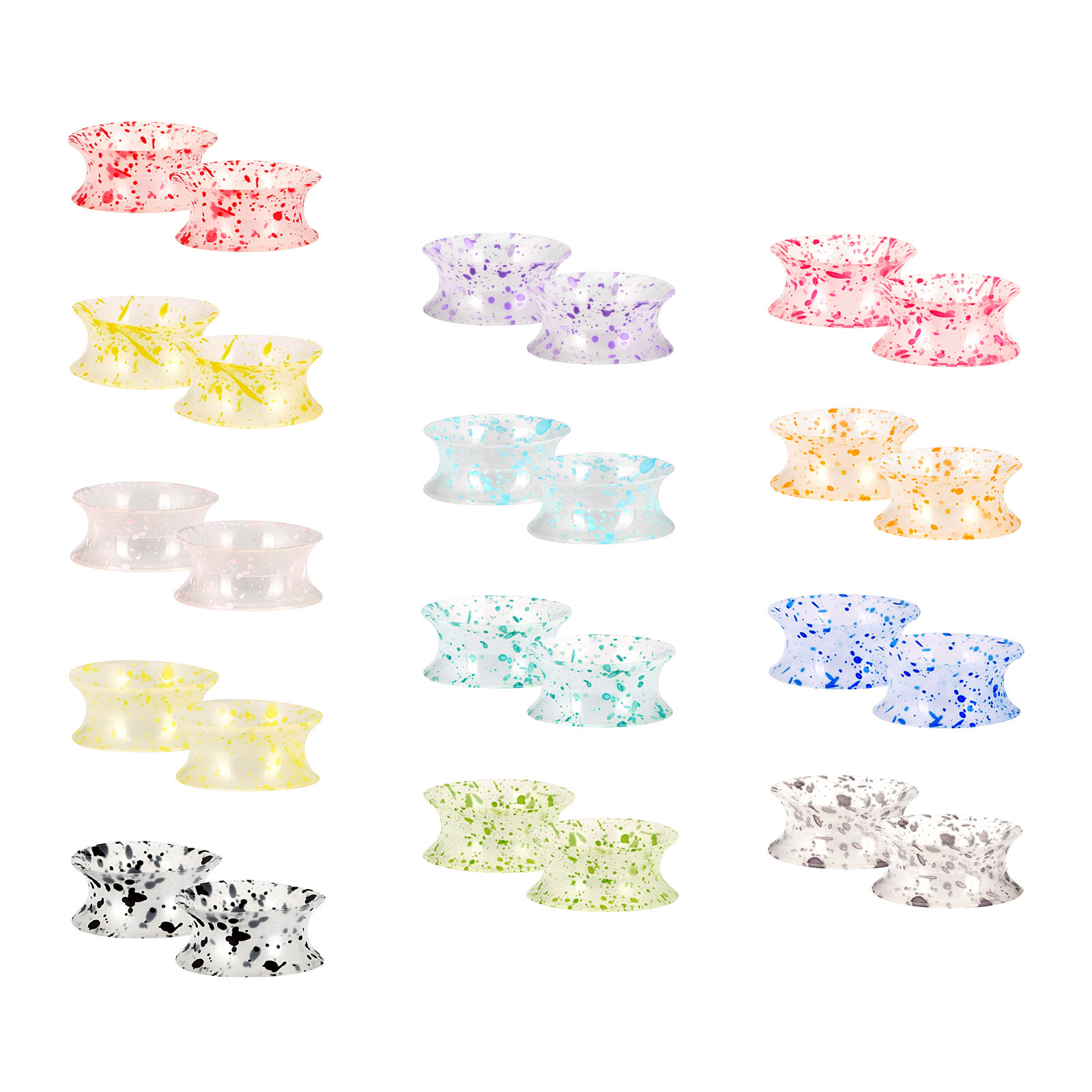 2PCS Thin Ear Skins Color Spot Silicone Ear Gauges Soft Ear Flesh Tunnel Plugs