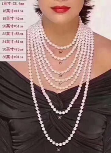 CharmingAAA+7-8mm Natural South Sea Pink Pearl Necklace 14k Gold 16/36 inches