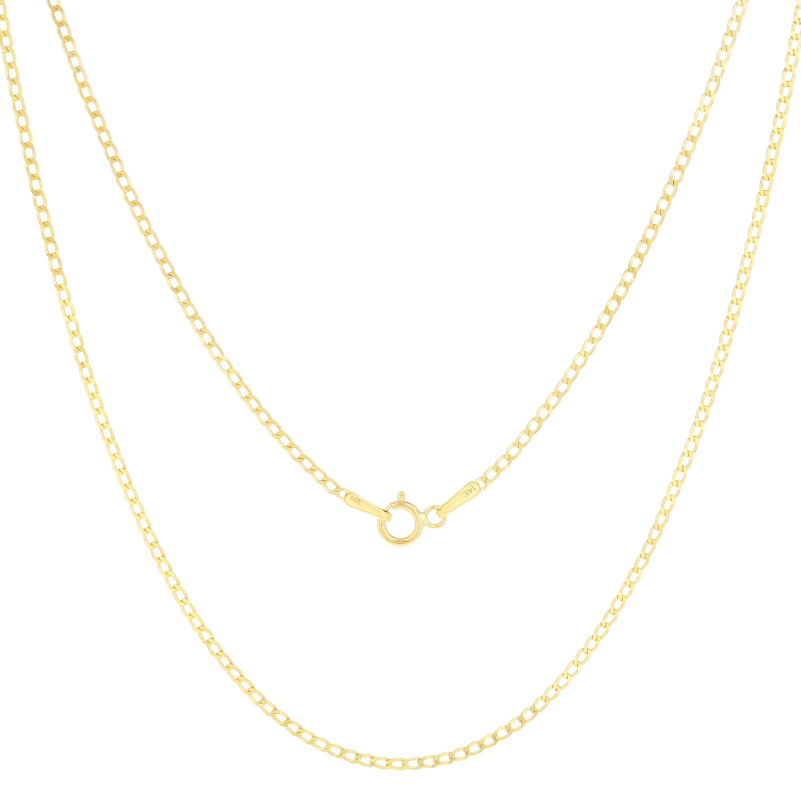 14K Yellow Gold Solid 1.5mm-12mm Cuban Curb Chain Link Pendant Necklace 16″- 30″