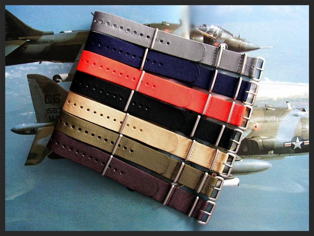 NATO ® strap watch band 20mm Brown g10 Nylon military RAF stitched Bonded IW usa
