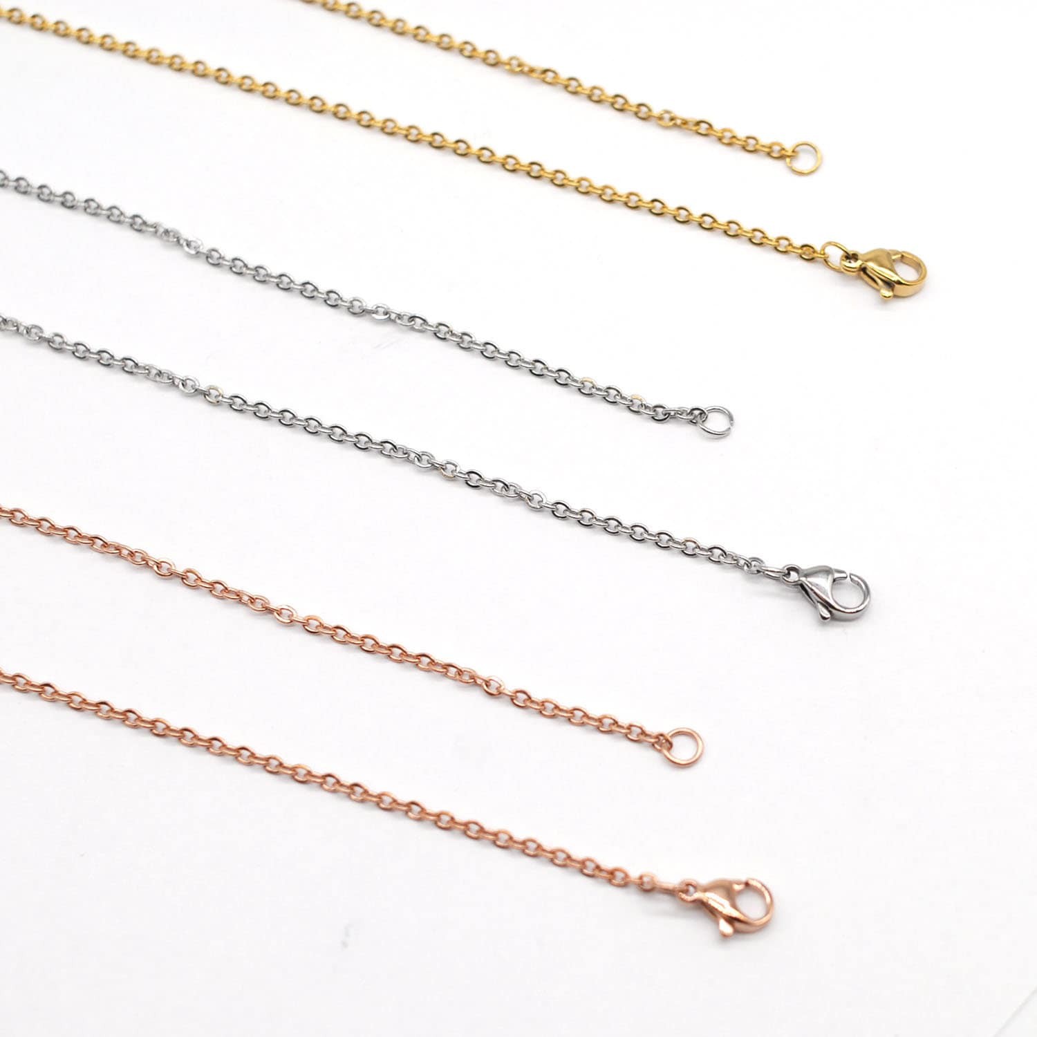 9PCS Stainless Steel Flat Cable Necklace 16″/18″/20″/22″/24″/26″ 2mm Wide