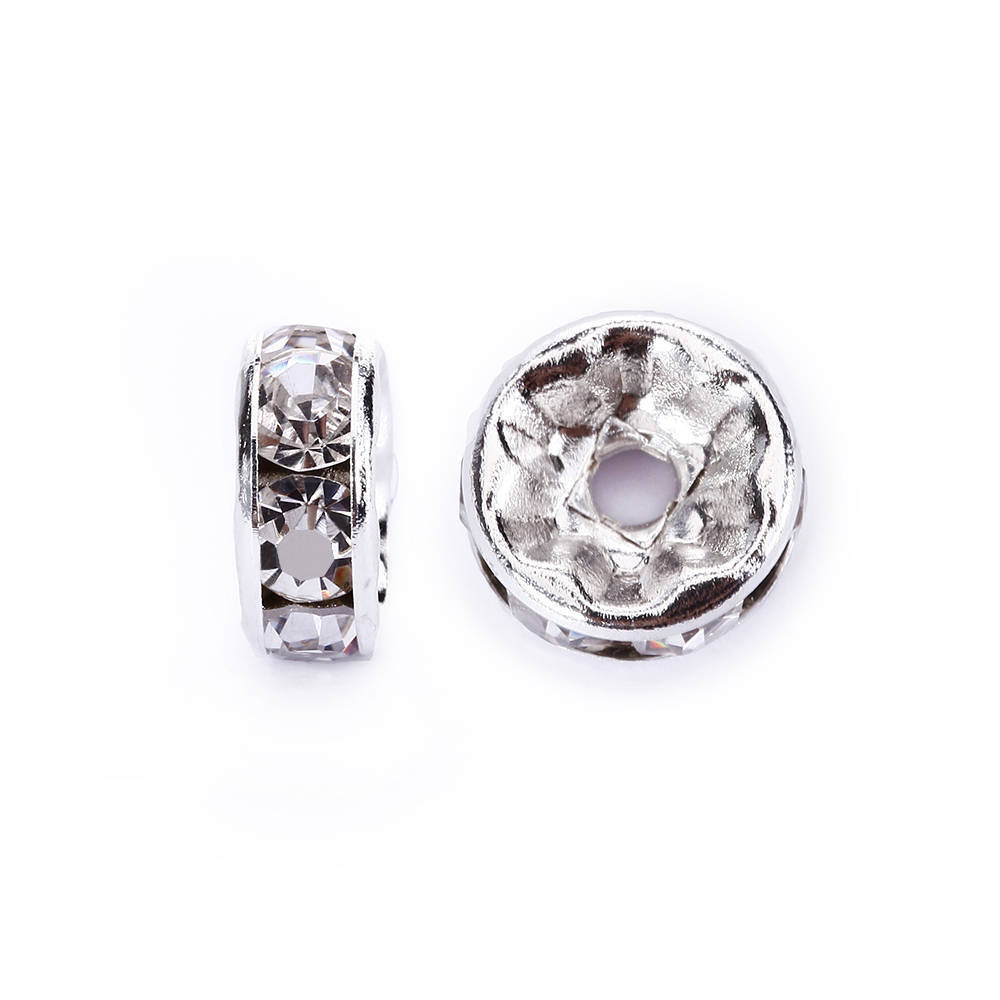 Clear Rhinestone Rondelle Spacers Gold/Silver 4mm 6mm 8mm 10mm 50pcs Per Bag
