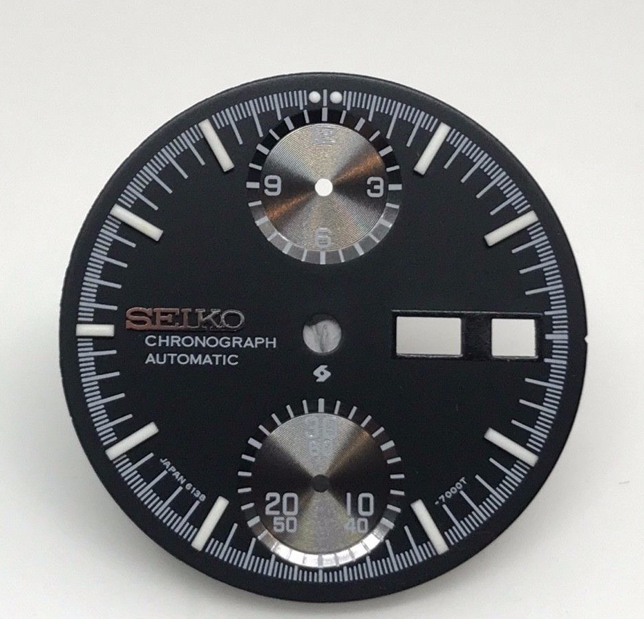 Dial for Seiko Chronograph Watch 6138 7000 Slide Rule Chrono Calculator Black