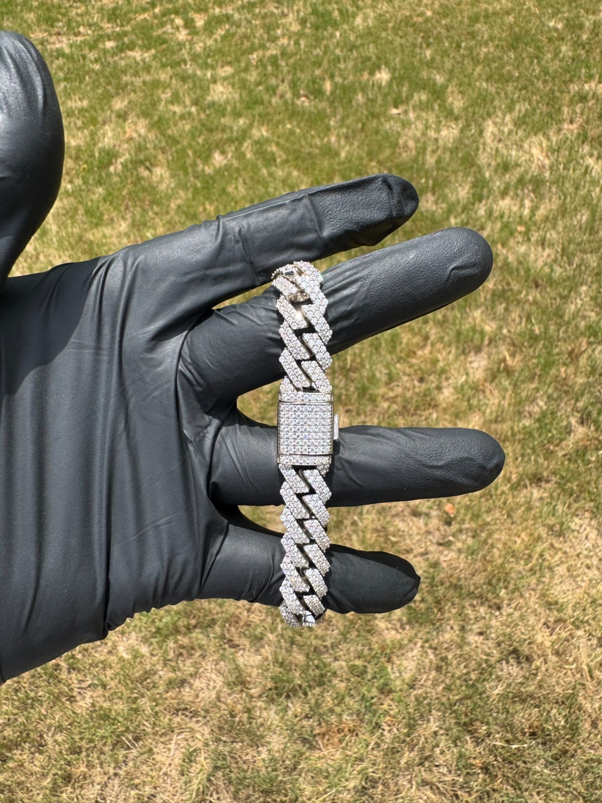 12mm VVS Moissanite Cuban Link Bracelet (Solid Silver)