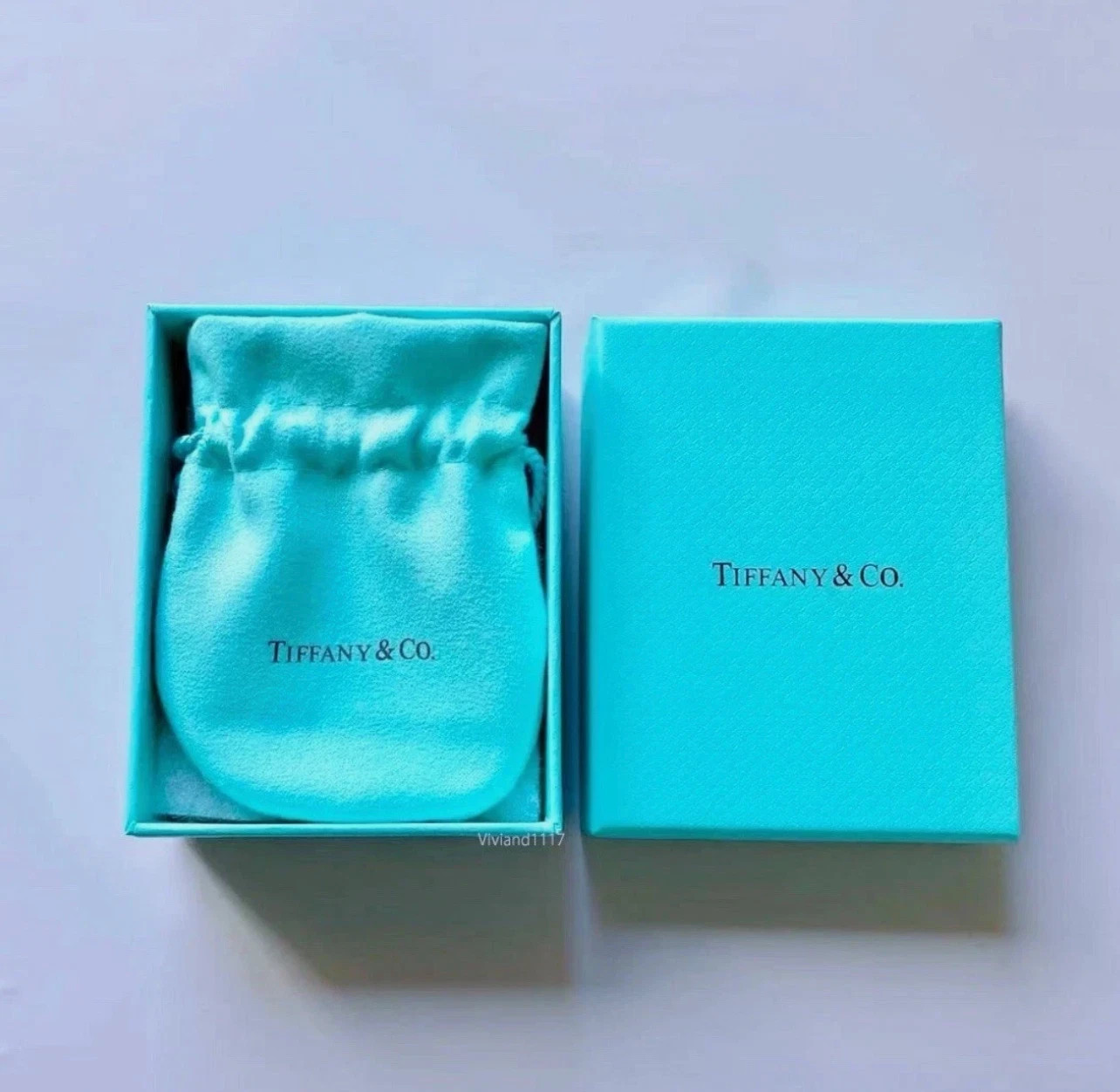 Tiffany & Co Empty 3.75″ x 3″ x 1.5″ Blue Gift Box/Travel Pouch 2pc set
