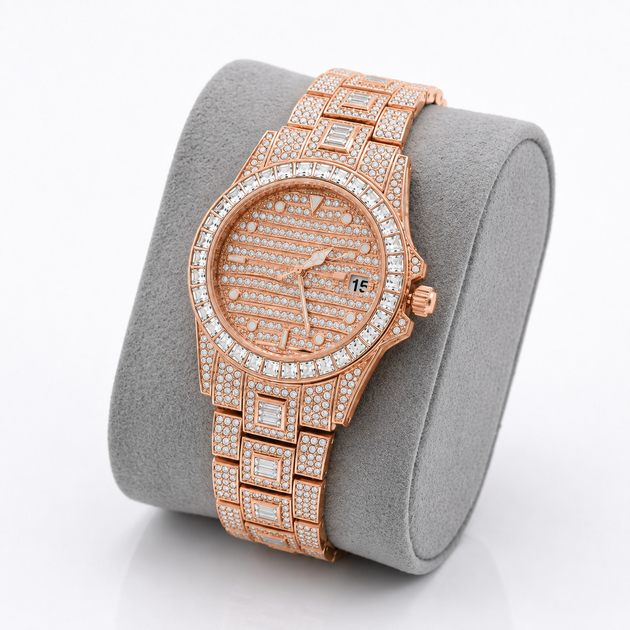 Exquisito Hip Hop Bling Metal Watch with Crystal Bezel