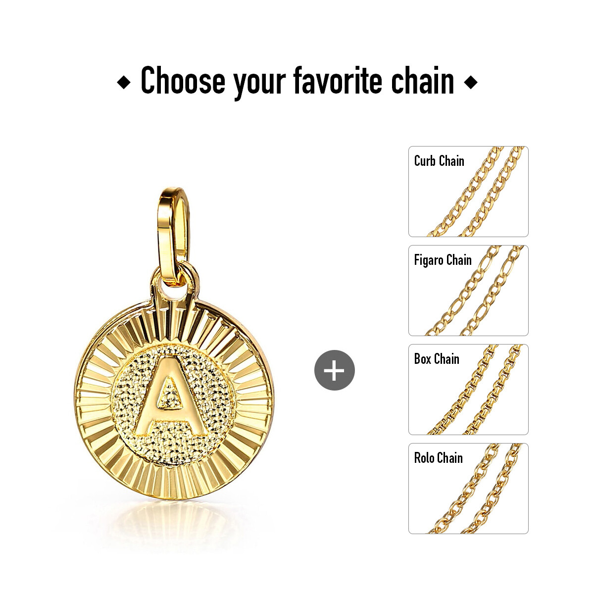 Women Men Gold Filled Letter A-Z Pendant Initial Necklace Stainless Steel Chain
