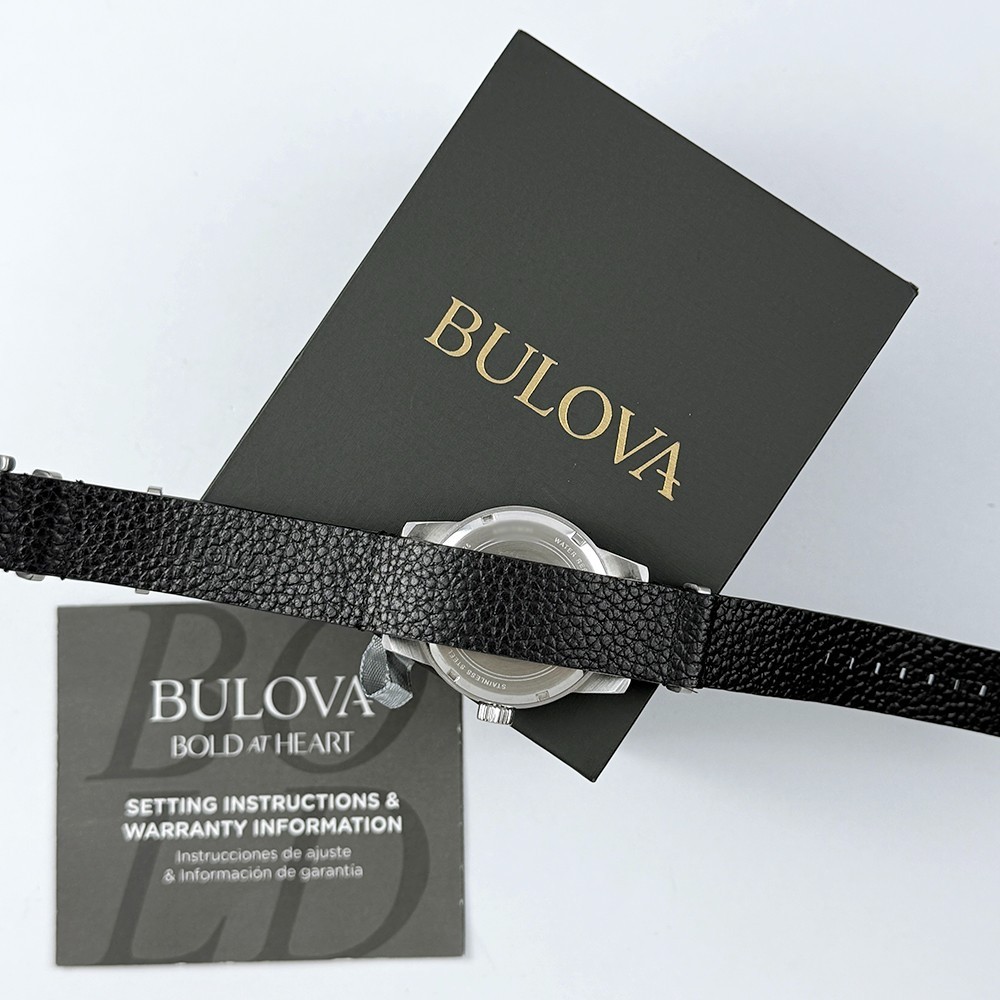 Bulova Men’s Hack Automatic Ivory Dial Black Leather Strap Watch 96A246