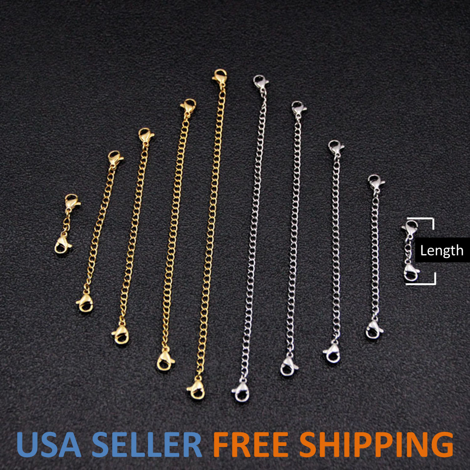 Stainless Steel Necklace Bracelet Extension Extender Chain Jewelry 3″ or 6″