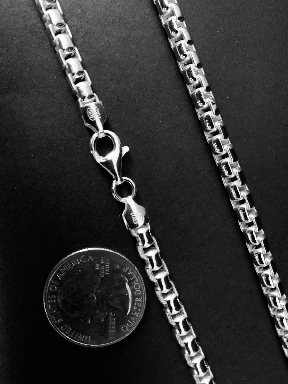 Round Box 925 Sterling Silver Solid Chain Necklace 2mm-5mm avialable in 16″-30″