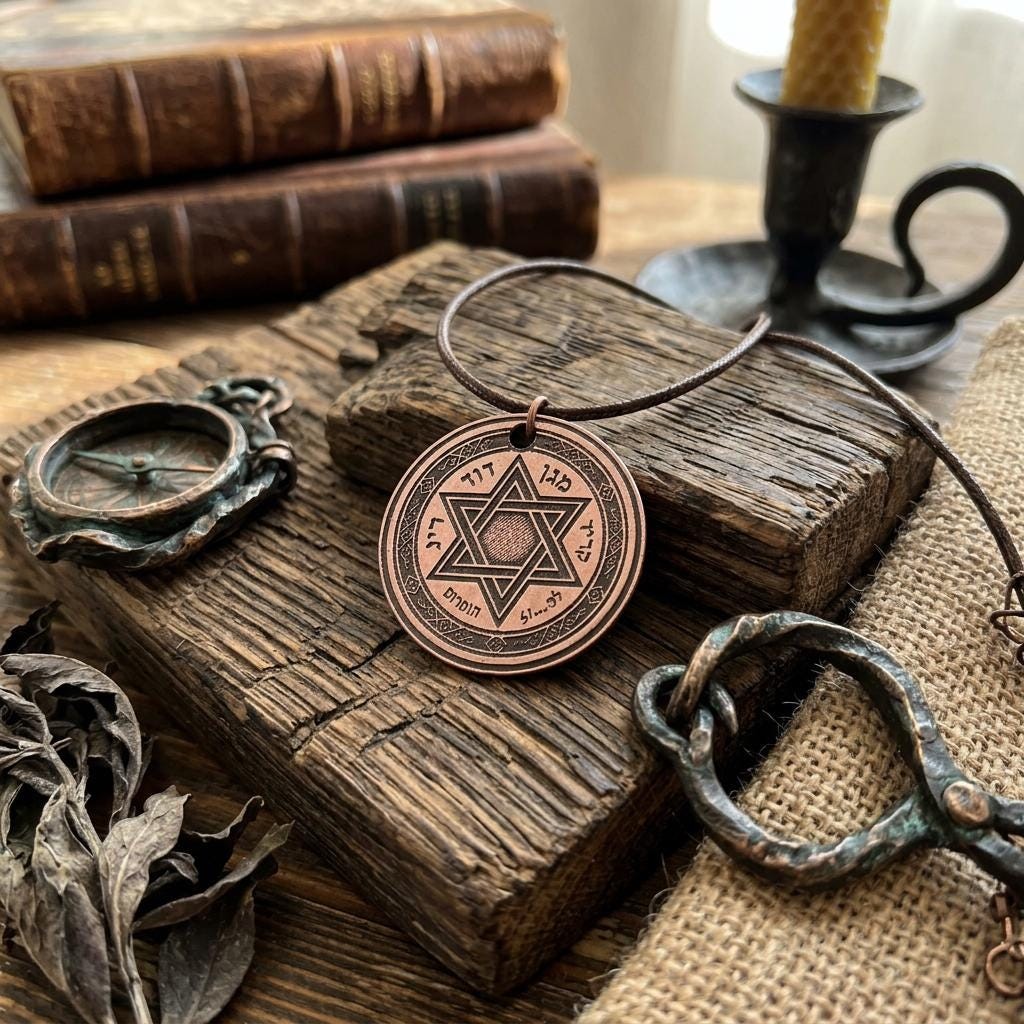 Pure Copper Spiritual Seal of Solomon Necklace – Handmade Boho Gift